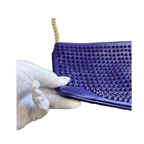Christian Louboutin Chain shoulder Leather bag studs Spike Pouch Pik Pik Purple - Picture 4 of 10